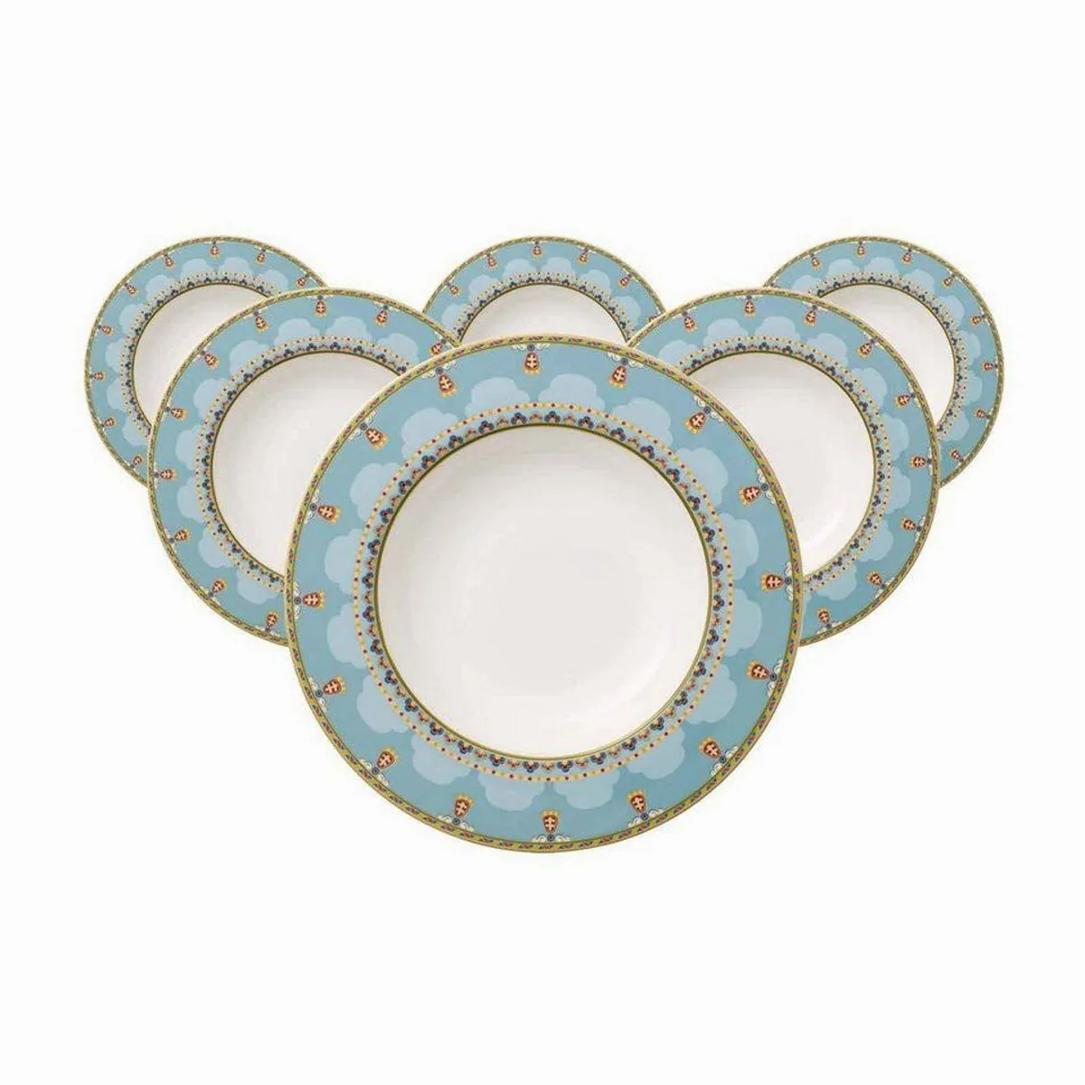 Villeroy & Boch Suppenteller Samarkand Aquamarin, elegantes Design, spülmaschinenfest — 6er Set