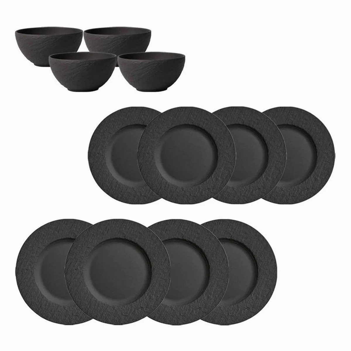 Villeroy & Boch Manufacture Rock Teller-Set, 12-tlg, für 4 Personen, hochwertiges Porzellan 2