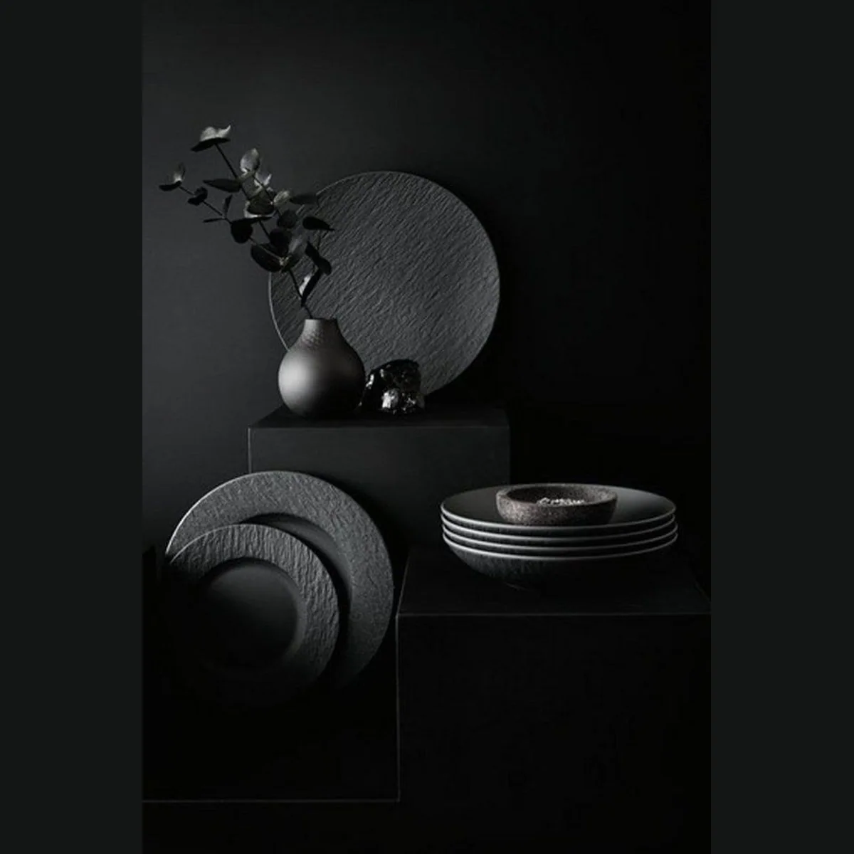 Villeroy & Boch Manufacture Rock Teller-Set, 12-tlg, für 4 Personen, hochwertiges Porzellan 5