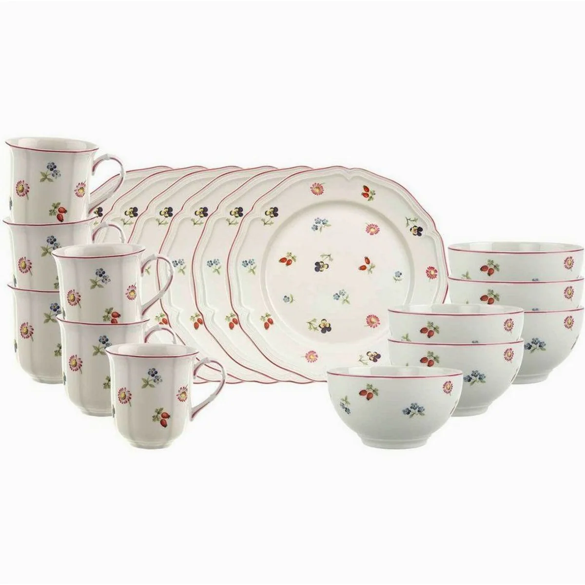 Villeroy & Boch Frühstücks-Geschirrset Petite Fleur, 18-teilig, für 6 Personen