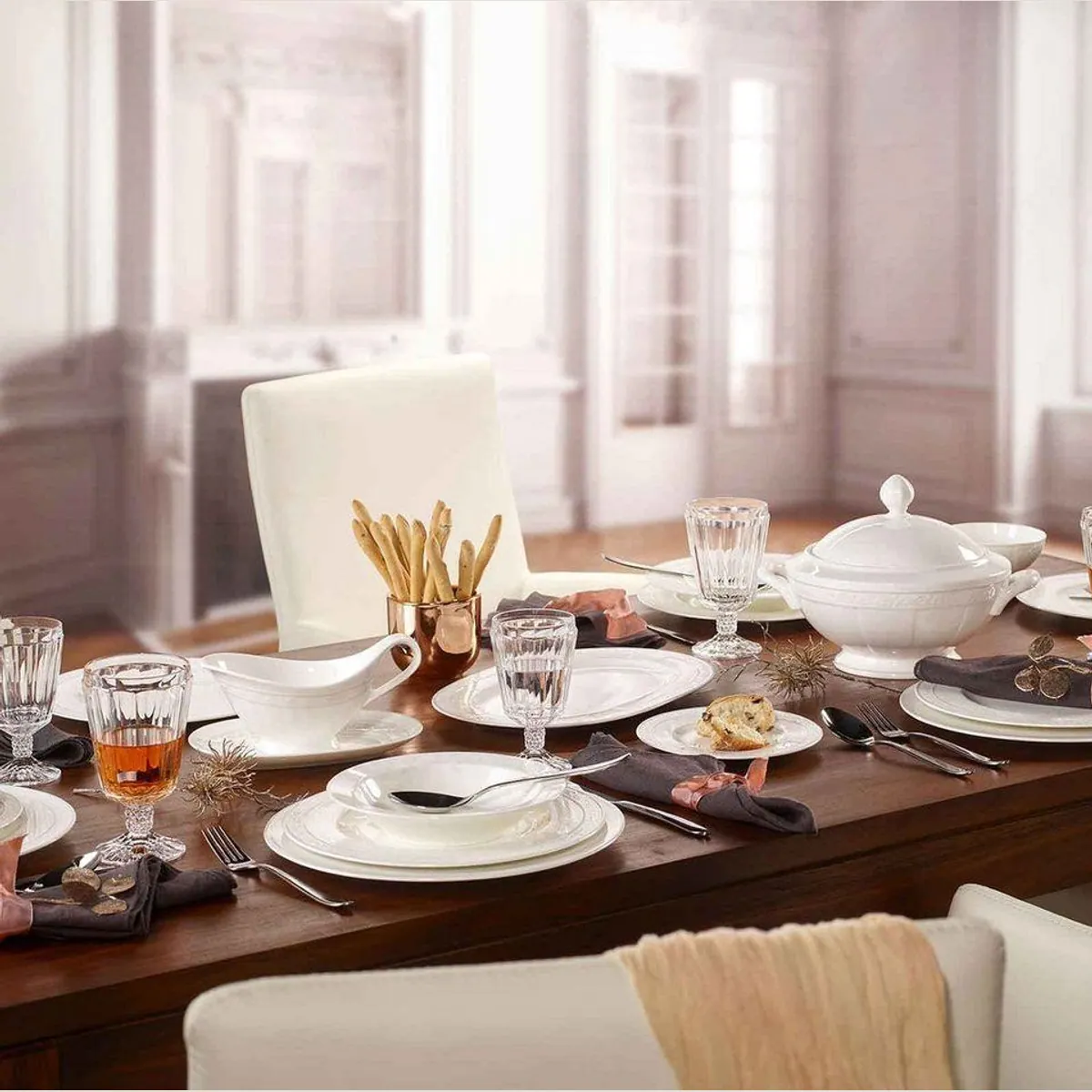 Villeroy & Boch Gray Pearl Tafelservice, elegantes Design, 12-teilig für 6 Personen 4