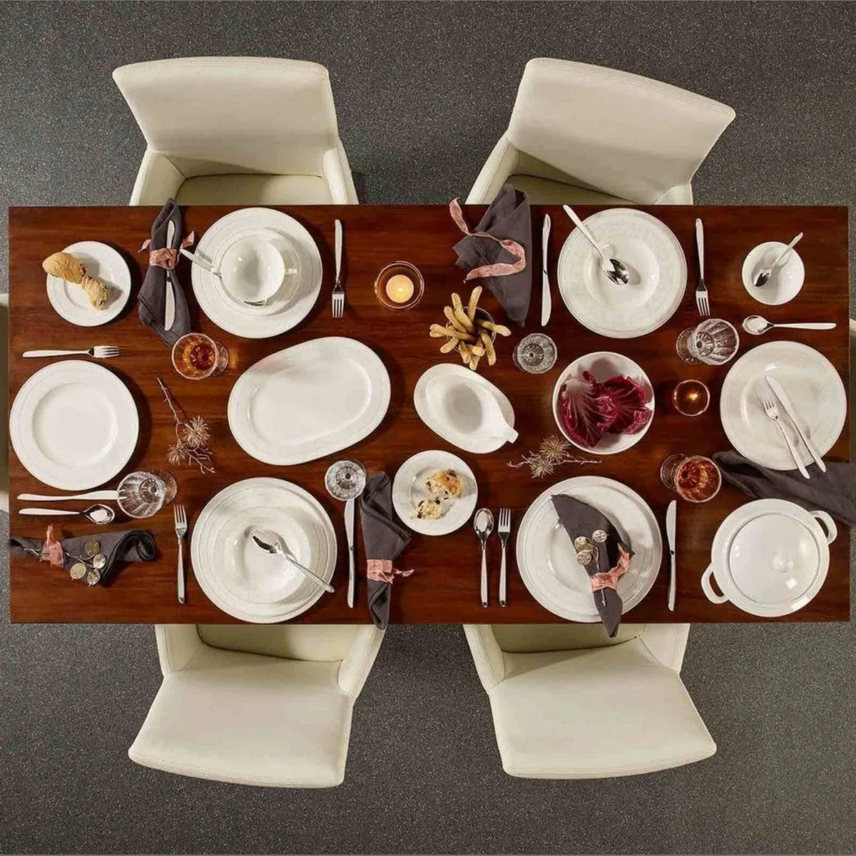 Villeroy & Boch Gray Pearl Tafelservice, elegantes Design, 12-teilig für 6 Personen 5