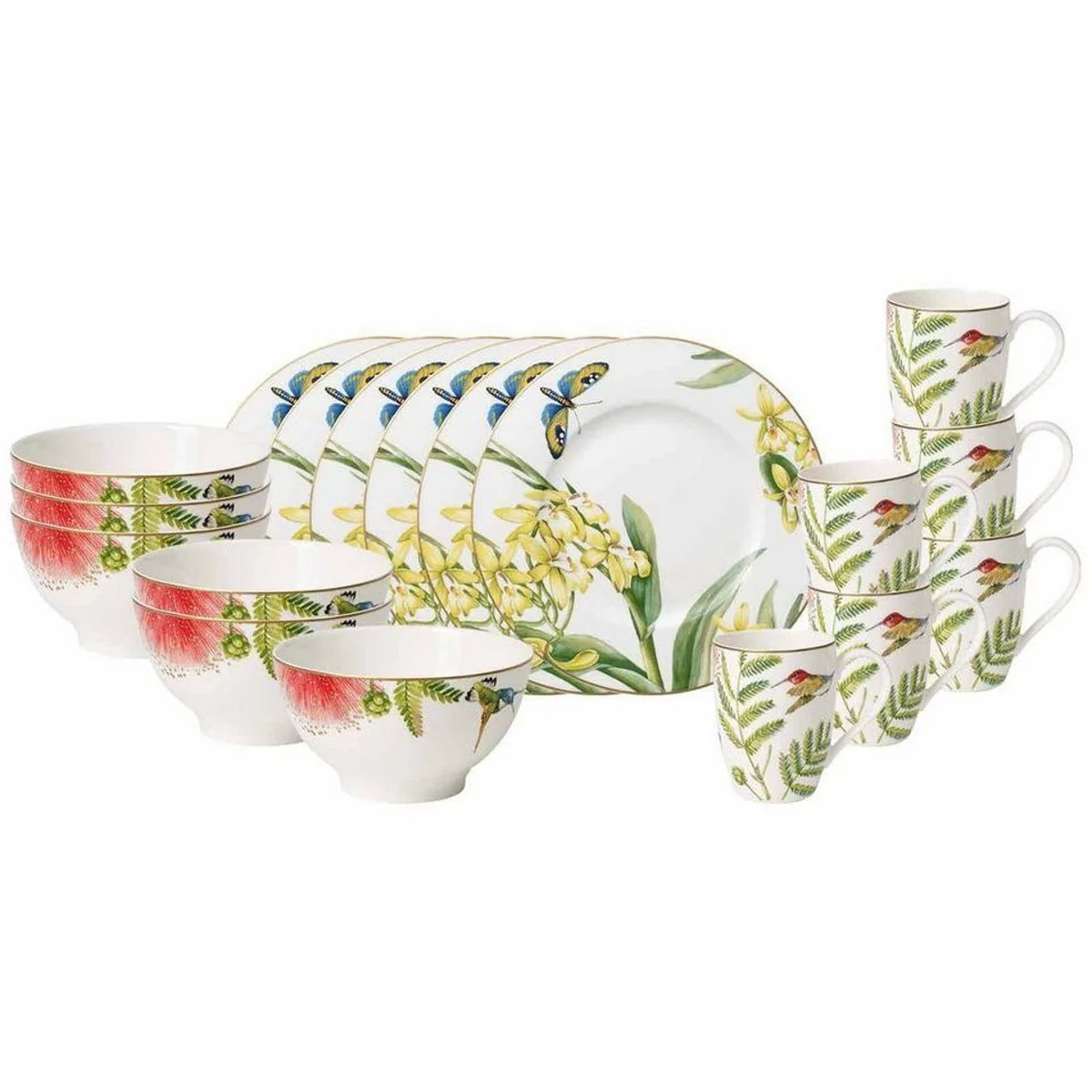 Villeroy & Boch Amazonia Frühstücks-Set, 18-teilig, farbenfrohes Design für 6 Personen