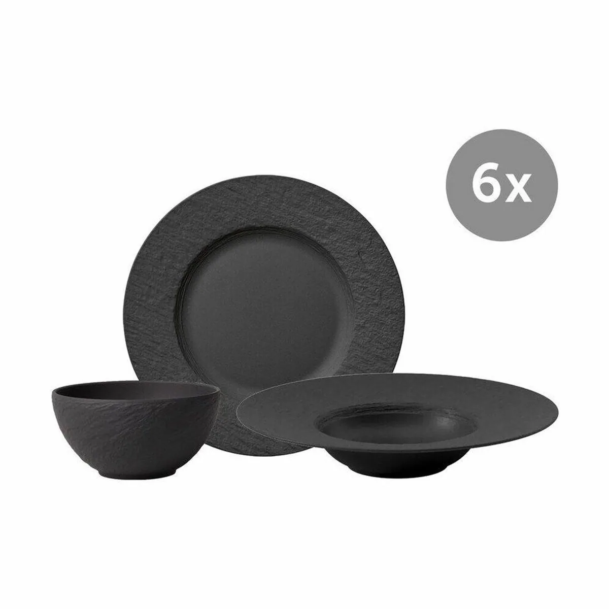 Villeroy Manufacture Rock Geschirr-Set, 18-tlg., Premium Porcelain, schwarz