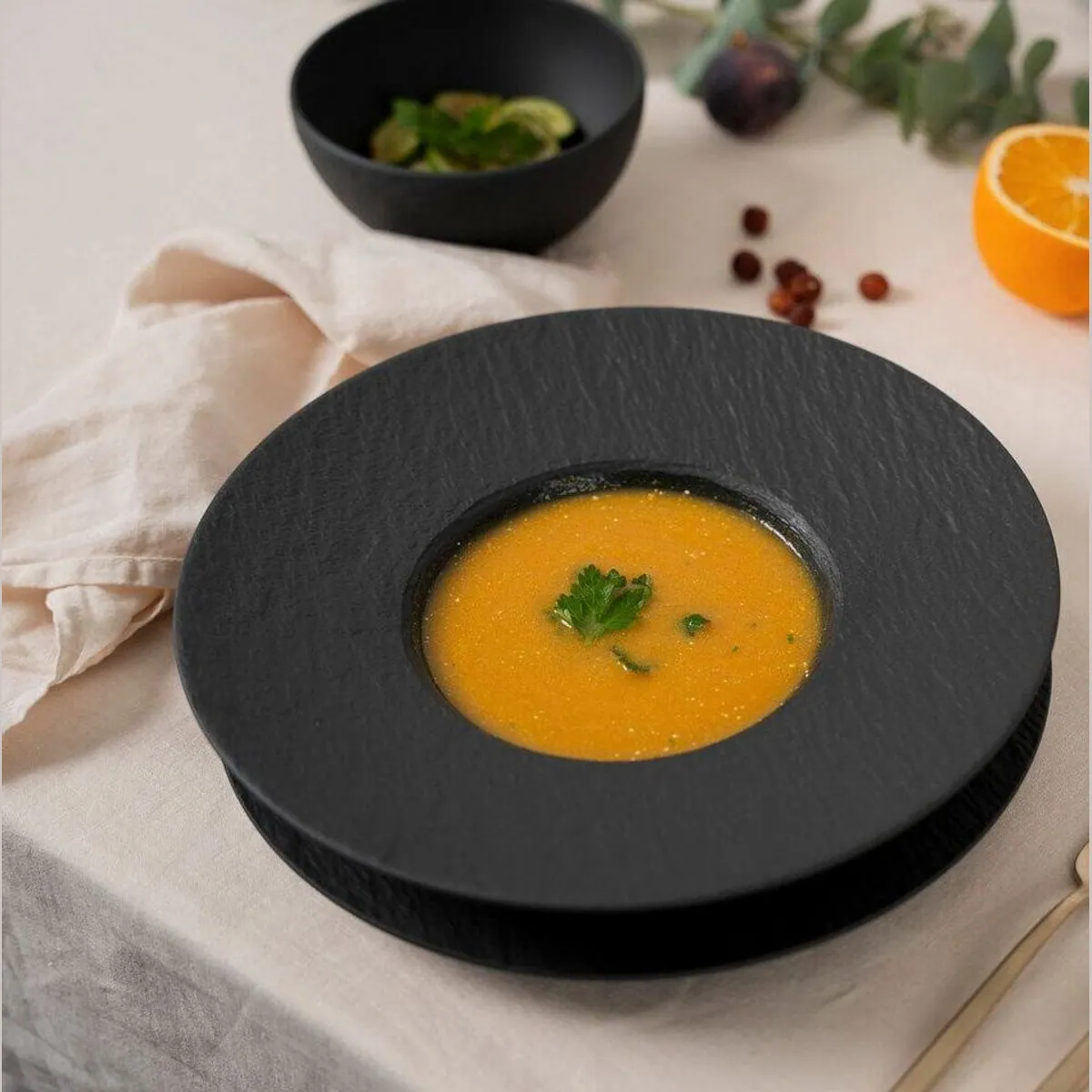 Villeroy Manufacture Rock Geschirr-Set, 18-tlg., Premium Porcelain, schwarz 2