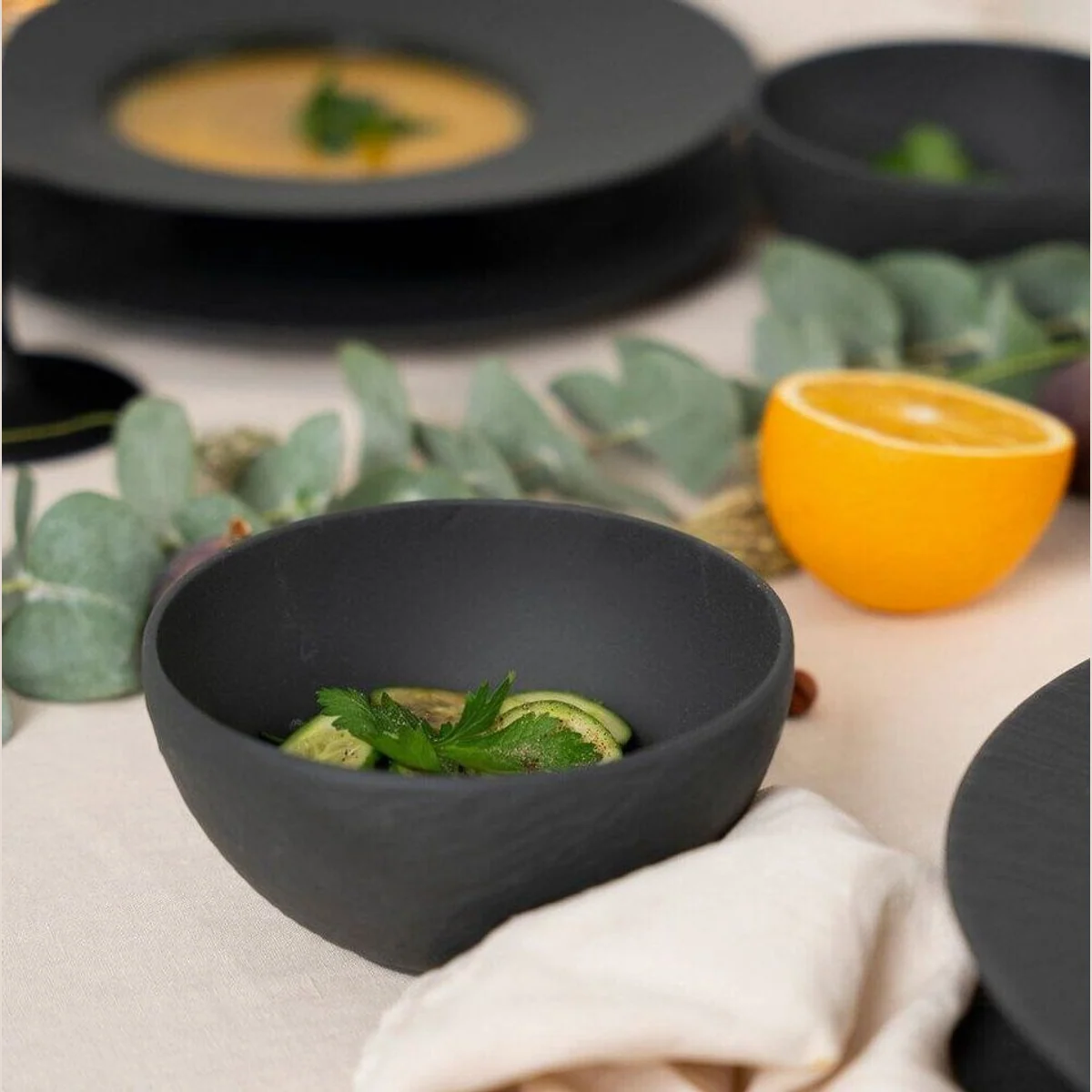 Villeroy Manufacture Rock Geschirr-Set, 18-tlg., Premium Porcelain, schwarz 3
