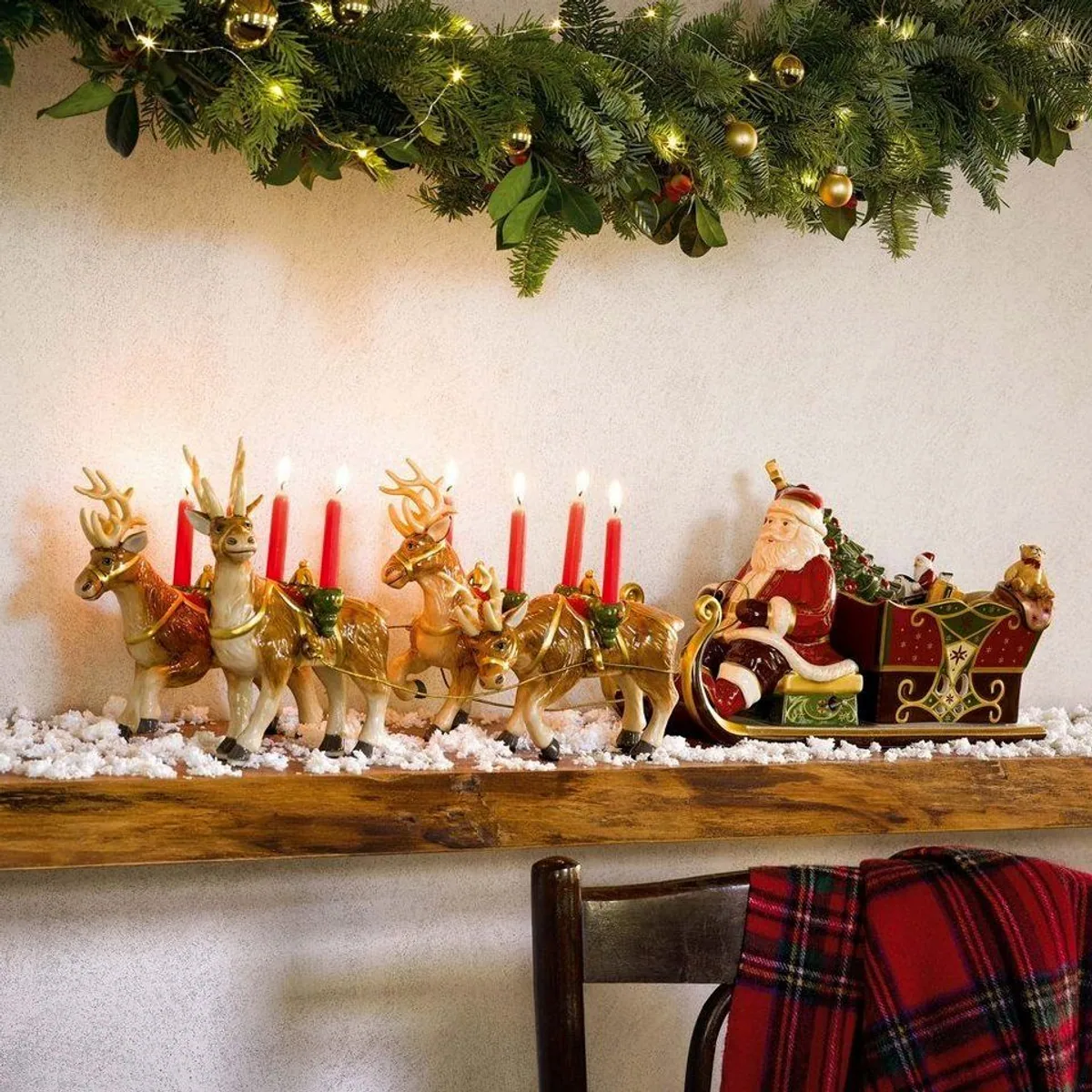 Villeroy & Boch Dekofigur Santa's Schlitten, nostalgisches Design, Spieluhr integriert — 22x70x16cm 2