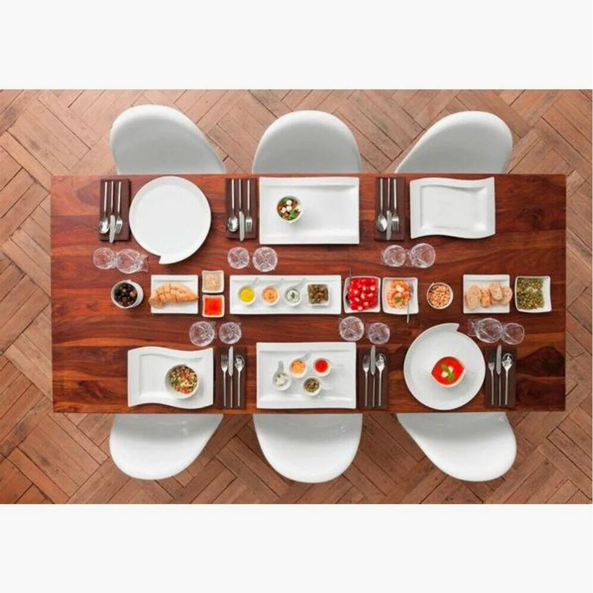 Villeroy & Boch NewWave Geschirr-Set 30-tlg., für 6 Personen, hochwertiges Porzellan 2