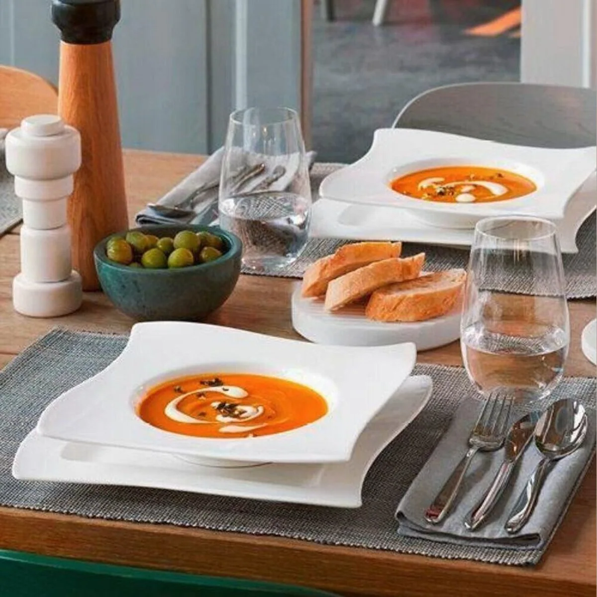 Villeroy & Boch NewWave Geschirr-Set 30-tlg., für 6 Personen, hochwertiges Porzellan 3
