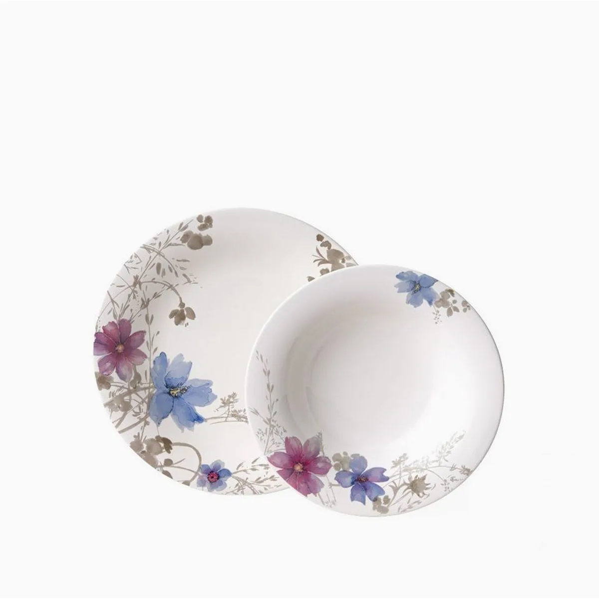 Villeroy & Boch Mariefleur Gris Basic Tafelservice, 12-teilig für 6 Personen — elegantes Design, hochwertiges Porzellan, vielseitig einsetzbar