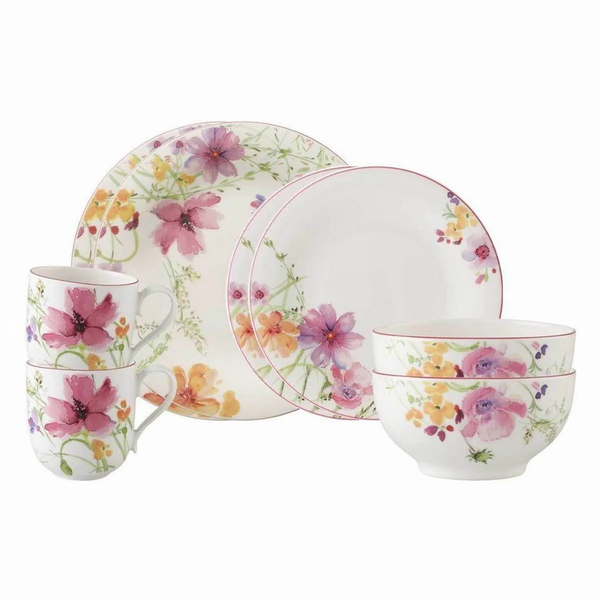Villeroy & Boch Mariefleur Basic Kombi-Set, 8-teilig, für 2 Personen, aus Porzellan