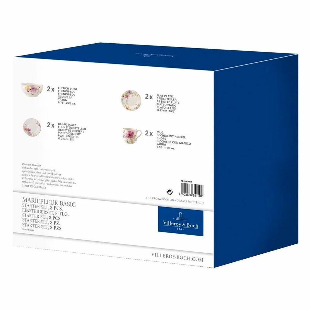 Villeroy & Boch Mariefleur Basic Kombi-Set, 8-teilig, für 2 Personen, aus Porzellan 4