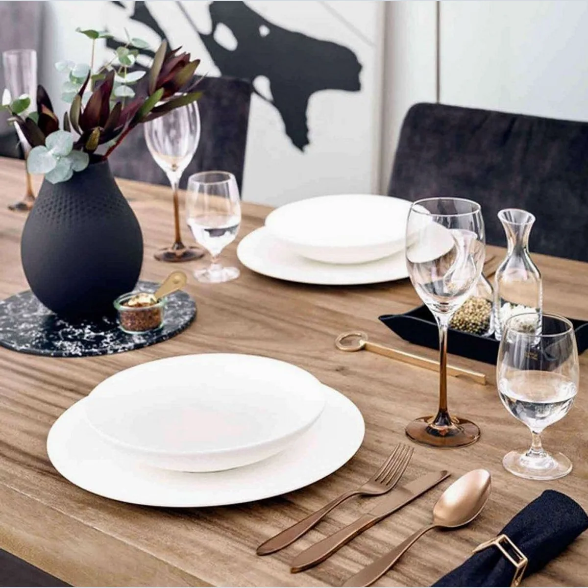 Villeroy & Boch Manufacture Rock Tafelservice, 12-teilig, für 4 Personen, hochwertiges Porzellan 2