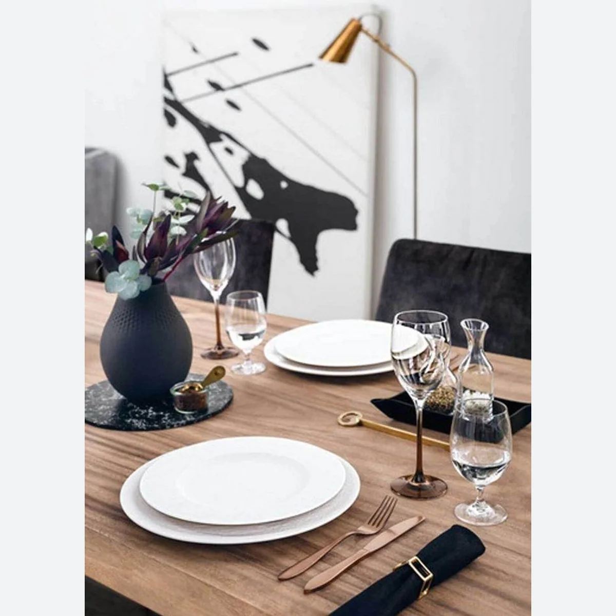 Villeroy & Boch Manufacture Rock Tafelservice, 12-teilig, für 4 Personen, hochwertiges Porzellan 3