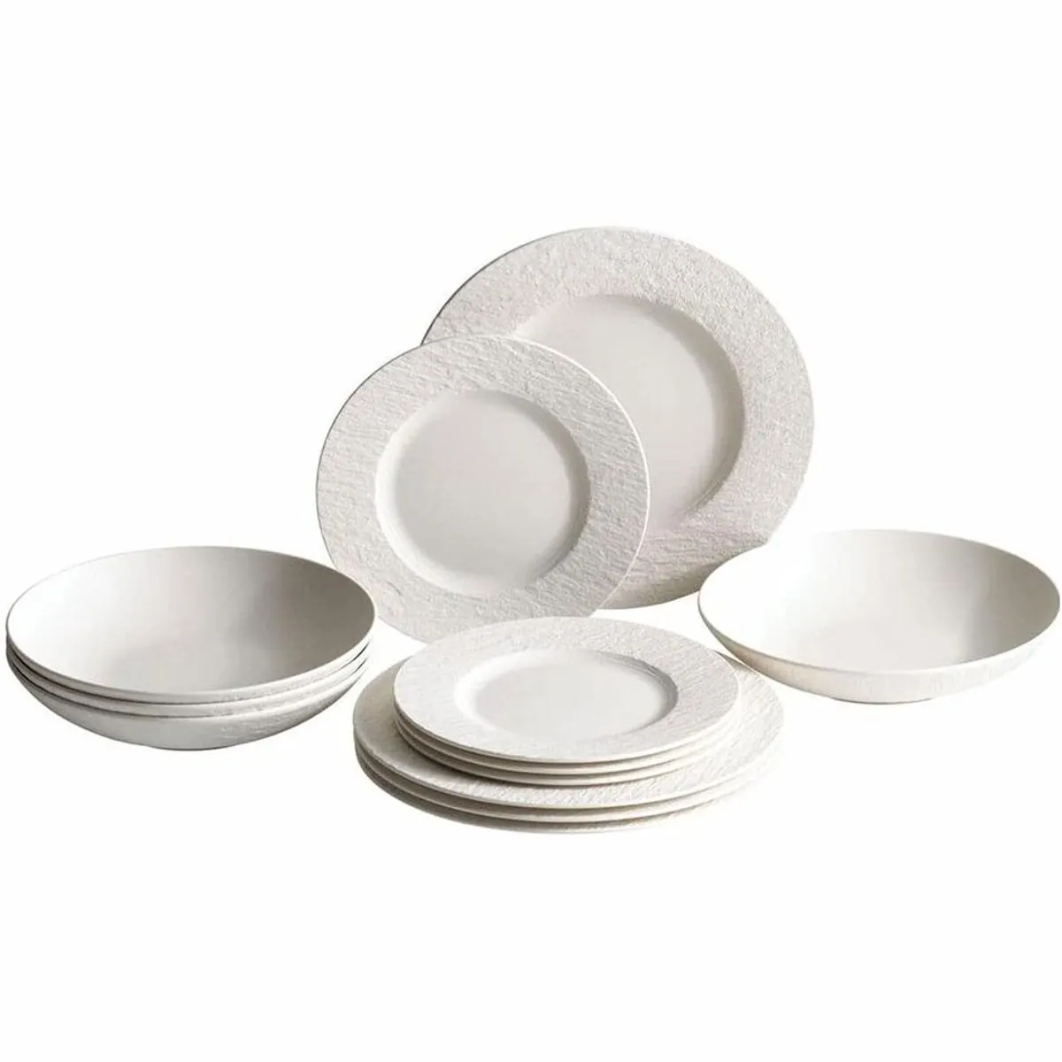 Villeroy & Boch Manufacture Rock Blanc Tafelservice, 12-teilig, für 4 Personen, schiefer-ähnliches Design