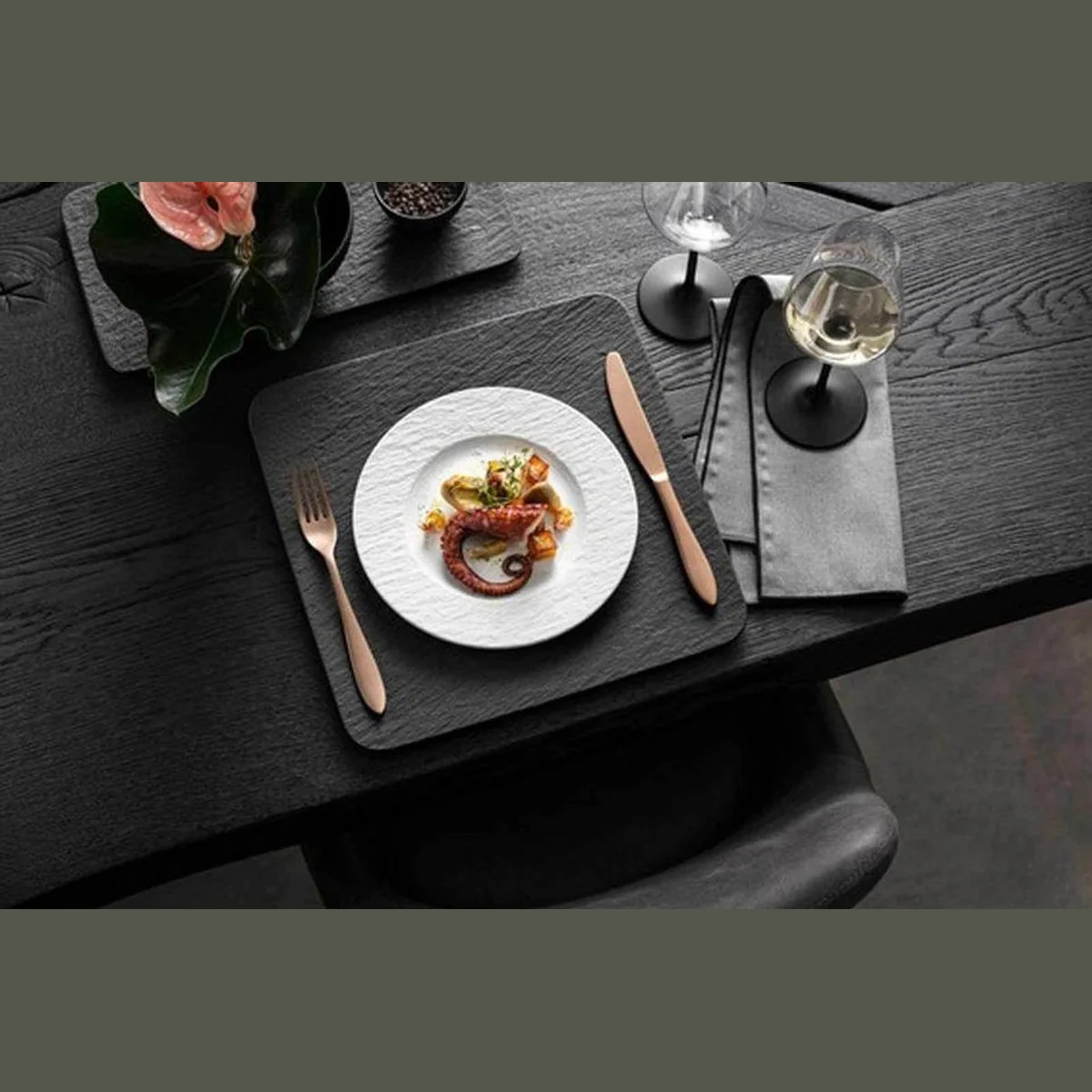 Villeroy & Boch Manufacture Rock Blanc Tafelservice, 12-teilig, für 4 Personen, schiefer-ähnliches Design 4