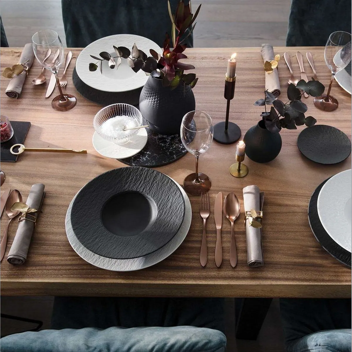 Villeroy & Boch Manufacture Rock Pasta-Set, 16-teilig, rustikales Design, spülmaschinenfest 2
