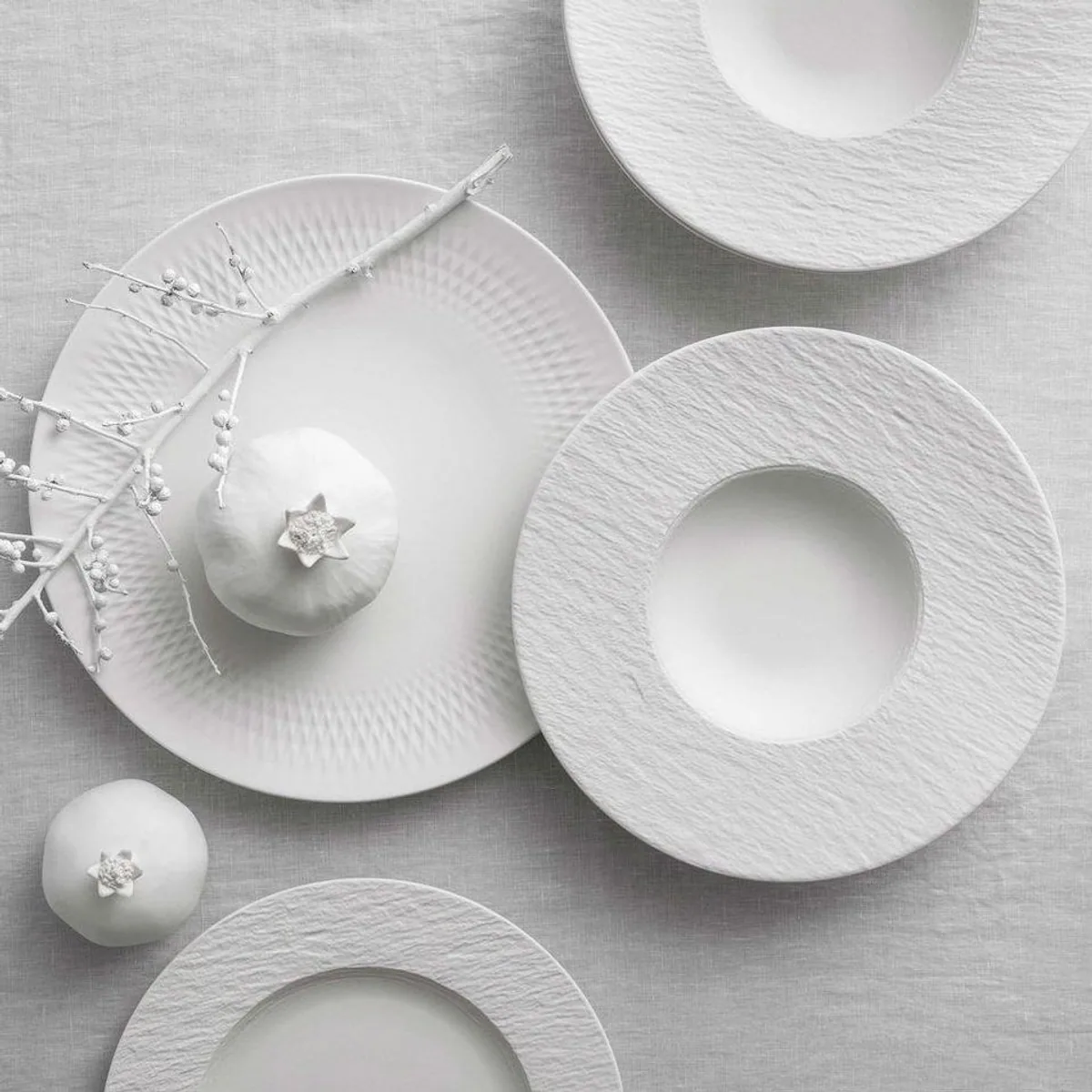 Villeroy & Boch Manufacture Rock blanc Teller-Set, 6-teilig, für 2 Personen — Premium Porzellan, mikrowellen- und spülmaschinenfest 2
