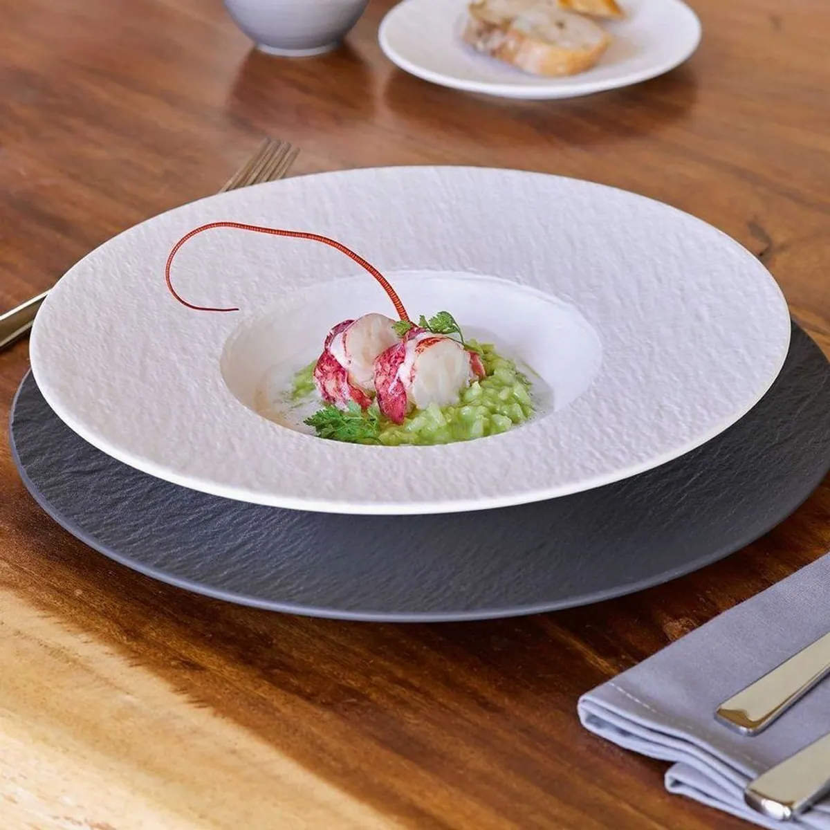 Villeroy & Boch Manufacture Rock blanc Teller-Set, 6-teilig, für 2 Personen — Premium Porzellan, mikrowellen- und spülmaschinenfest 4