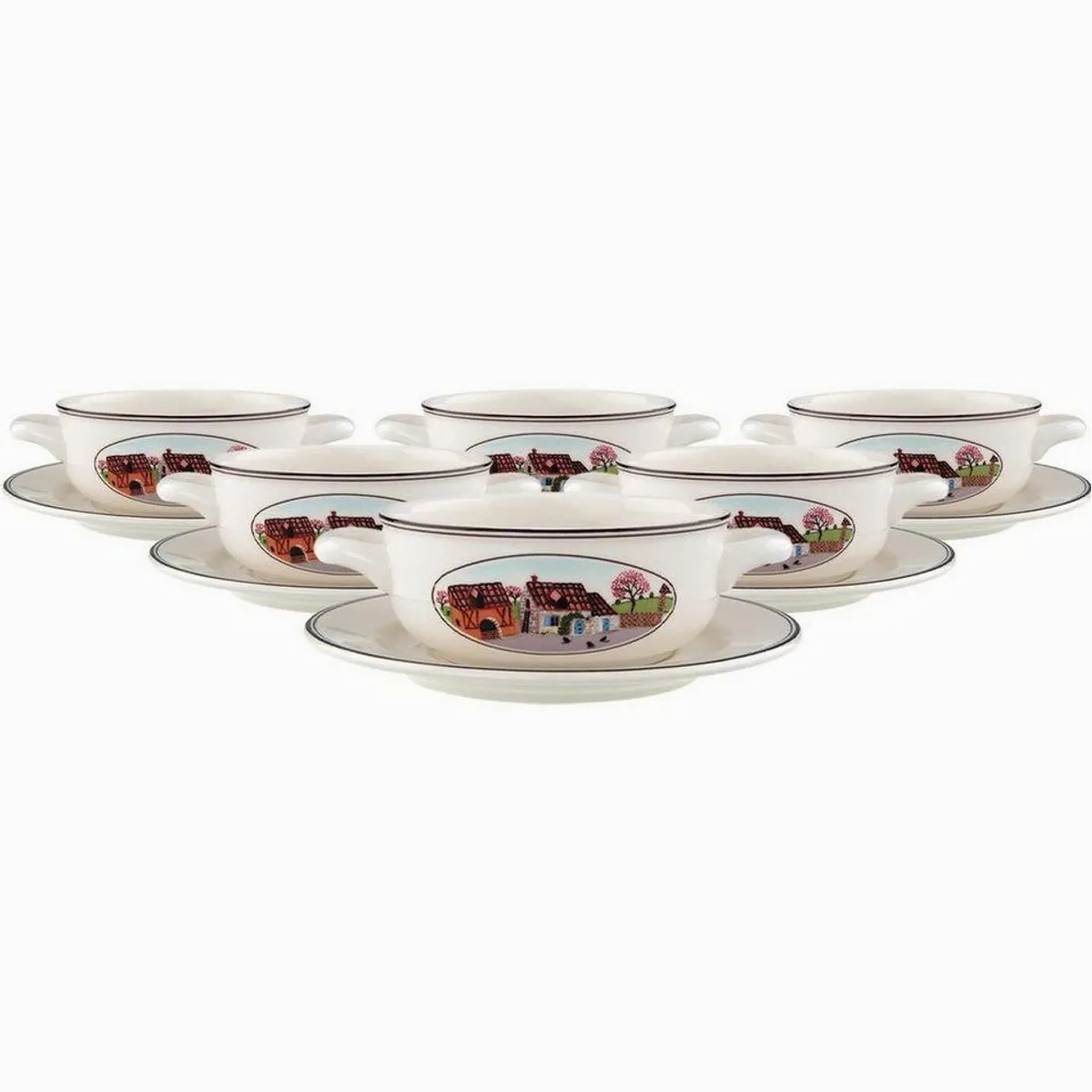 Villeroy & Boch Design Naif Suppentassen Set, 12-teilig — charmantes Design, spülmaschinenfest, mikrowellensicher