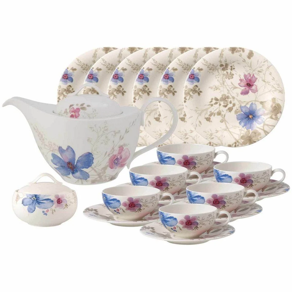 Villeroy & Boch Mariefleur Gris Basic Teeservice, 20-tlg., für 6 Personen