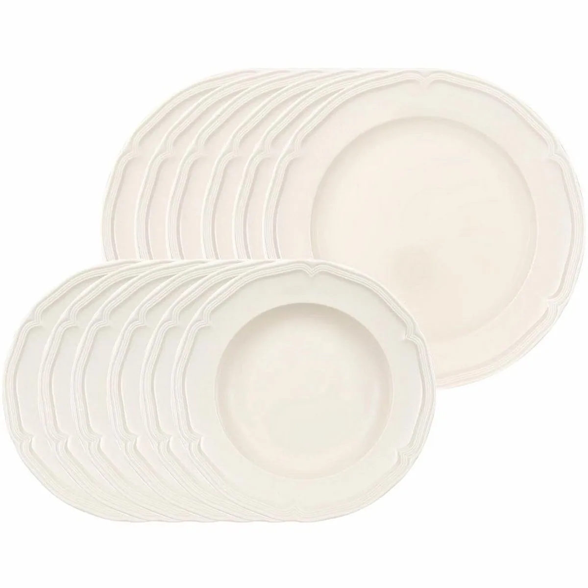 Villeroy & Boch Manoir Tafelservice, 12-teilig, für 6 Personen, elegantes Porzellan