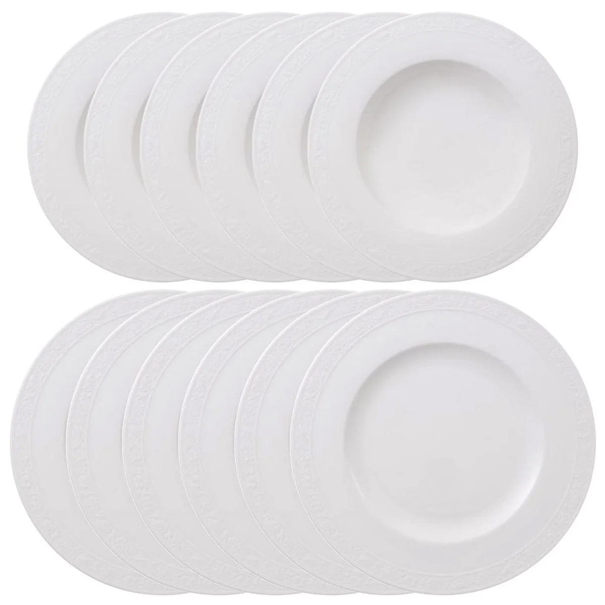 Villeroy & Boch White Pearl Tafelservice, 12-teilig, für 6 Personen, hochwertiges Porzellan