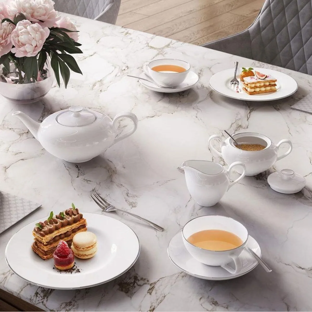 Villeroy & Boch Anmut Platinum Tellerset, 18-teilig, elegantes Design, spülmaschinenfest 2