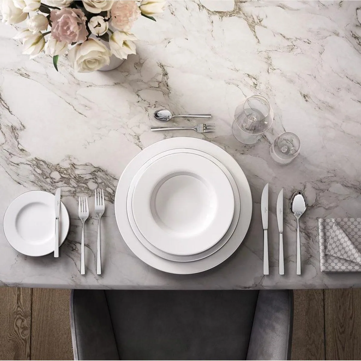 Villeroy & Boch Anmut Platinum Tellerset, 18-teilig, elegantes Design, spülmaschinenfest 3