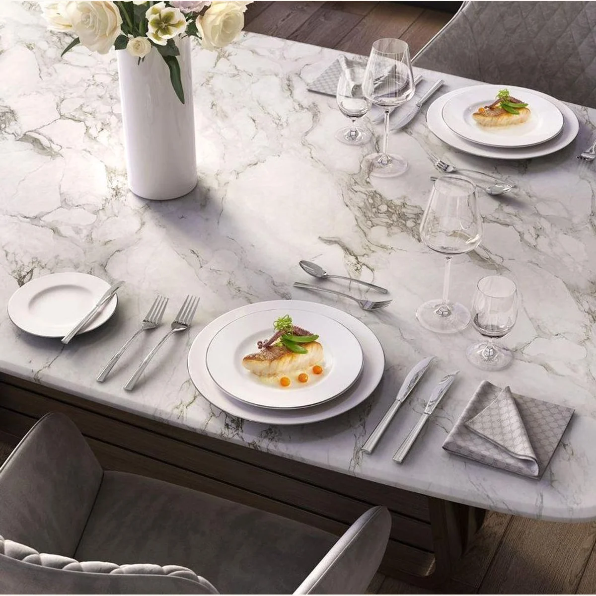 Villeroy & Boch Anmut Platinum Tellerset, 18-teilig, elegantes Design, spülmaschinenfest 4