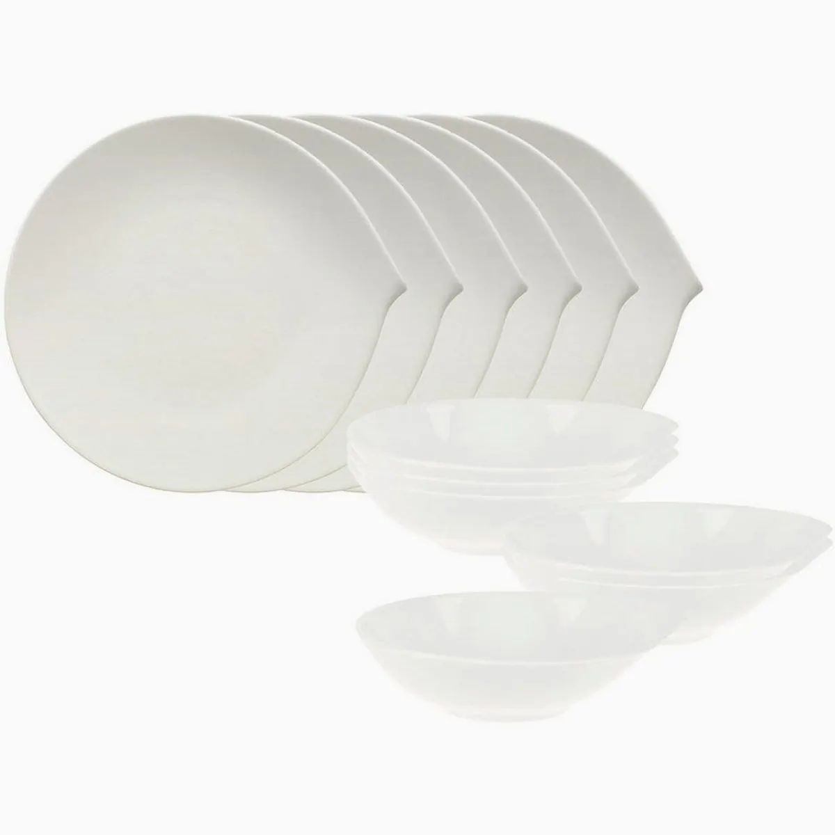 Villeroy & Boch Flow Tafelservice 12-tlg., zeitloses Design, spülmaschinenfest, mikrowellensicher