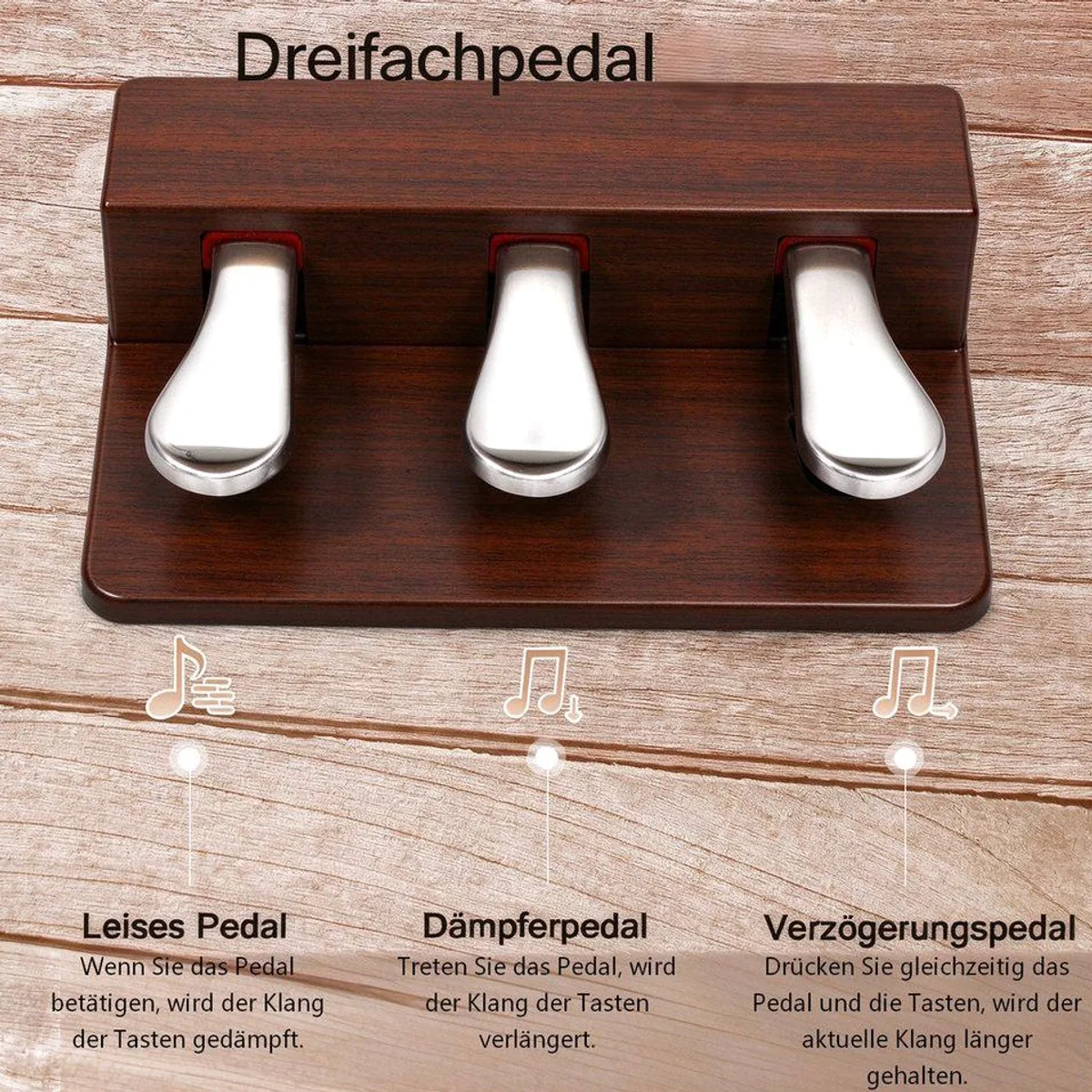 VINGLI Digitalpiano 88 Tasten, Bluetooth, 3-Pedal-System — ideal für Anfänger und Profis 3