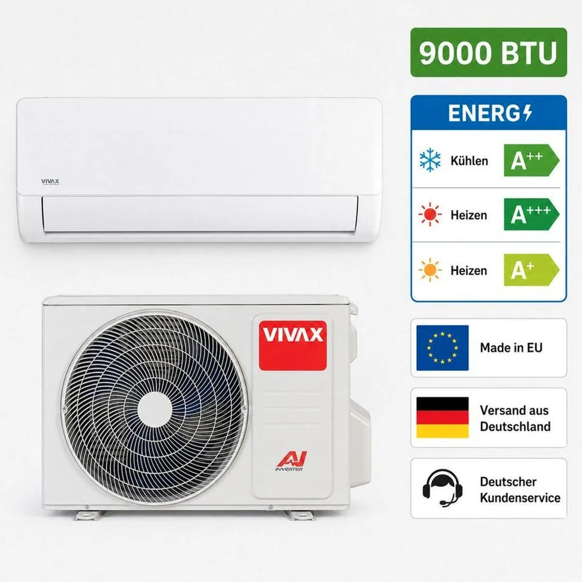 Vivax M-ACP-09CH25AEMI PRO, AI-Inverter-Technologie, hohe Energieeffizienz