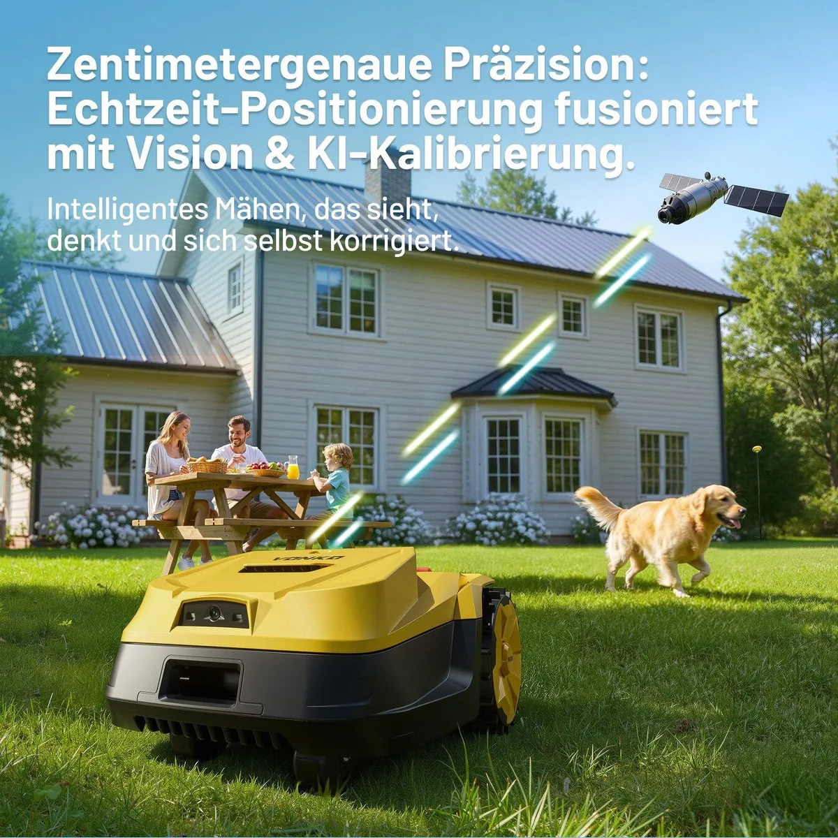 VONKO M200 Rasenmähroboter, RTK+AI Vision, bis 1500 m², 45% Steigung, App-Steuerung 2