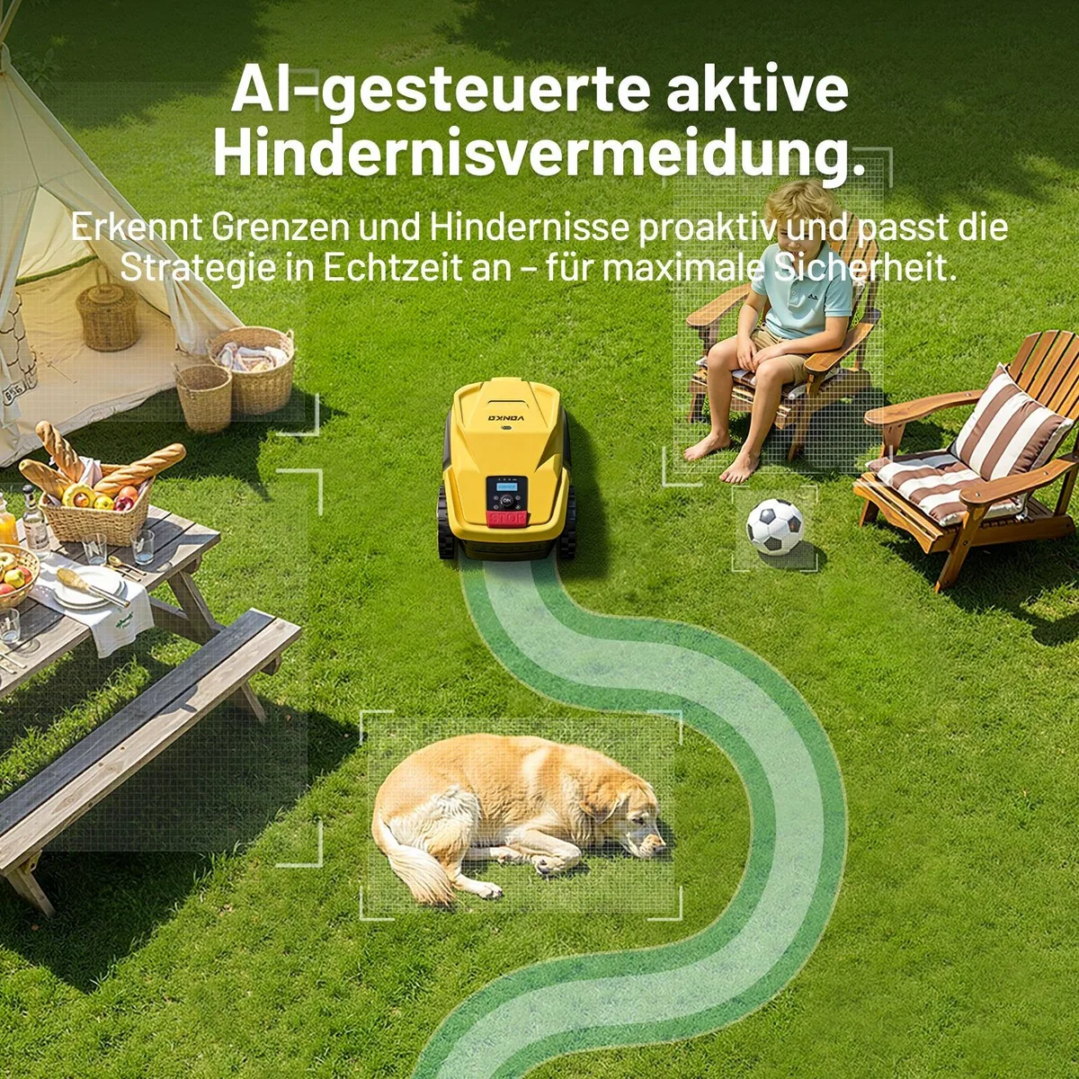 VONKO M200 Rasenmähroboter, RTK+AI Vision, bis 1500 m², 45% Steigung, App-Steuerung 3