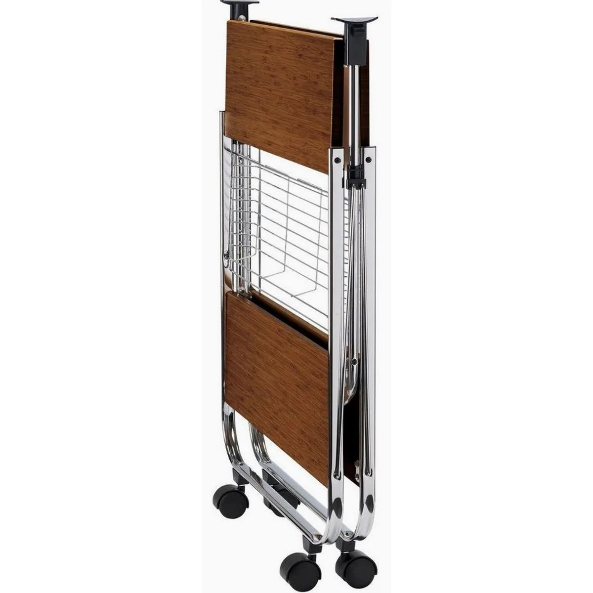 WENKO Dinett Deluxe Servierwagen, 2 Ablagen, zusammenklappbar, 4 Rollen 5