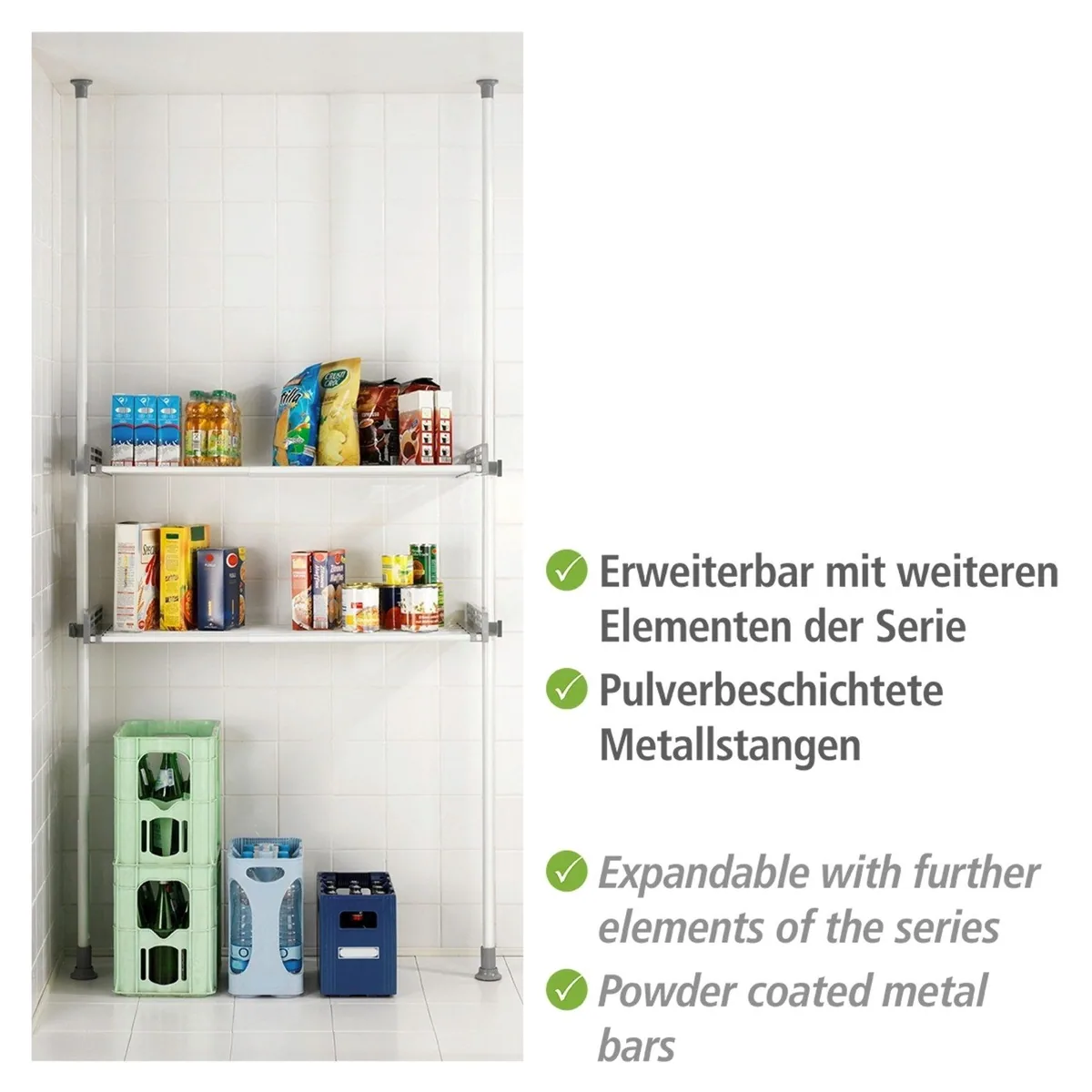 WENKO Teleskopregal Herkules Twin, flexibles Aufbewahrungssystem für Bad & Abstellkammer 5