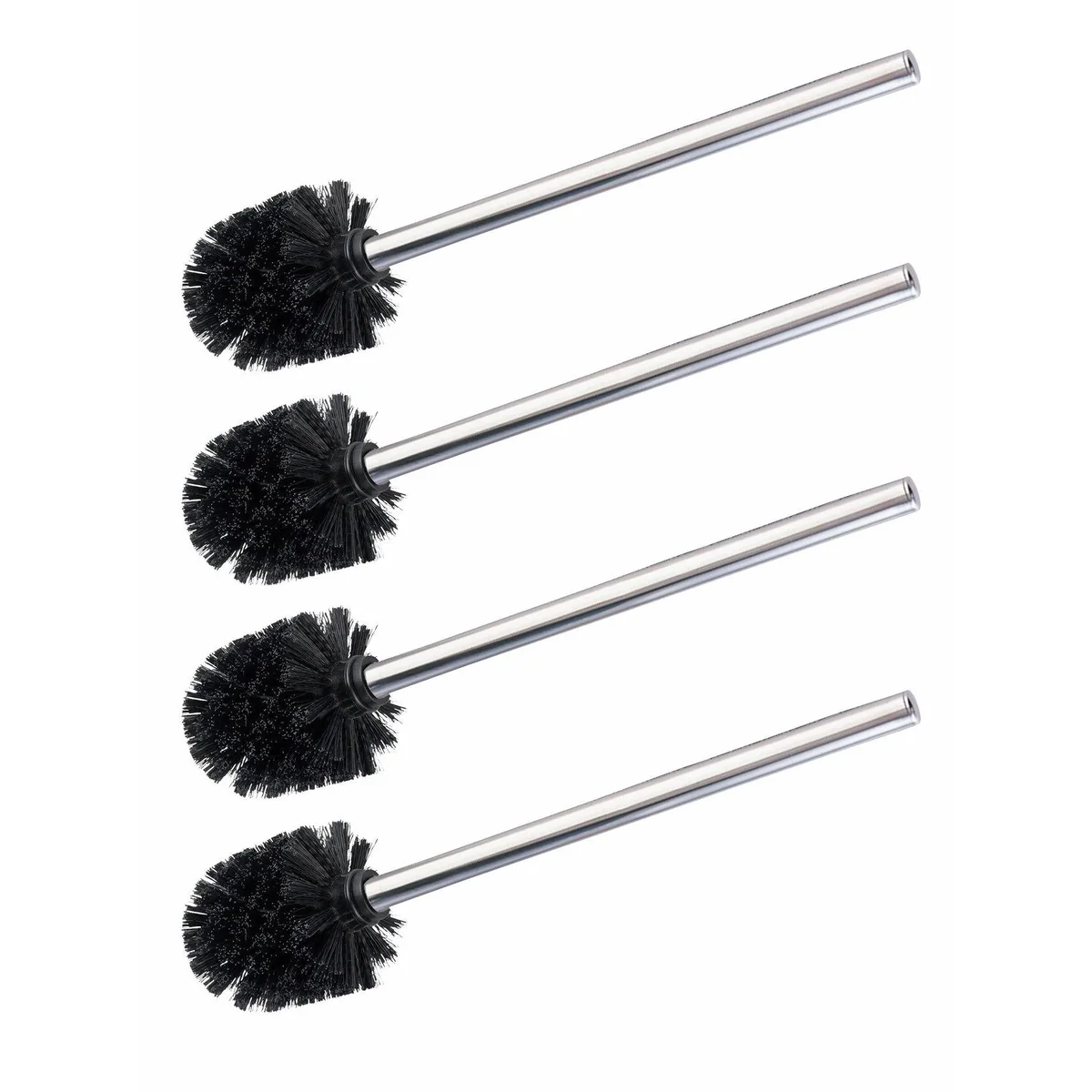 Wenko WC-Reinigungsbürste Set, 4-teilig, rostfreier Edelstahlstiel, flexible Kunststoffborsten