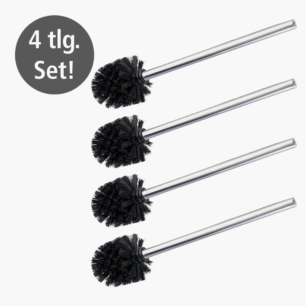 Wenko WC-Reinigungsbürste Set, 4-teilig, rostfreier Edelstahlstiel, flexible Kunststoffborsten 3