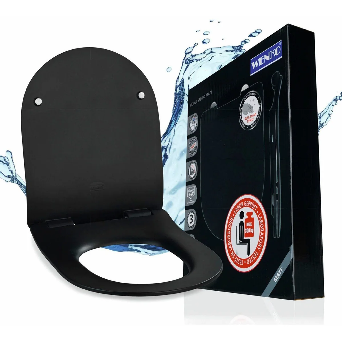 WENKO WC-Sitz Sedilo, antibakterielles Duroplast, Soft-Touch-Oberfläche