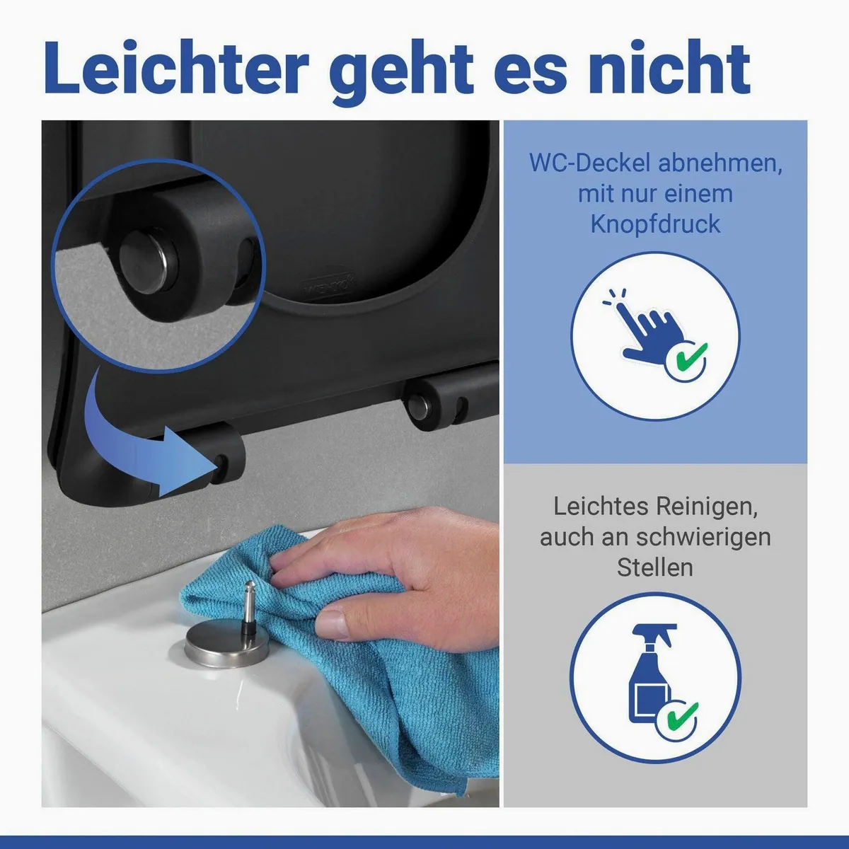 WENKO WC-Sitz Sedilo, antibakterielles Duroplast, Soft-Touch-Oberfläche 3