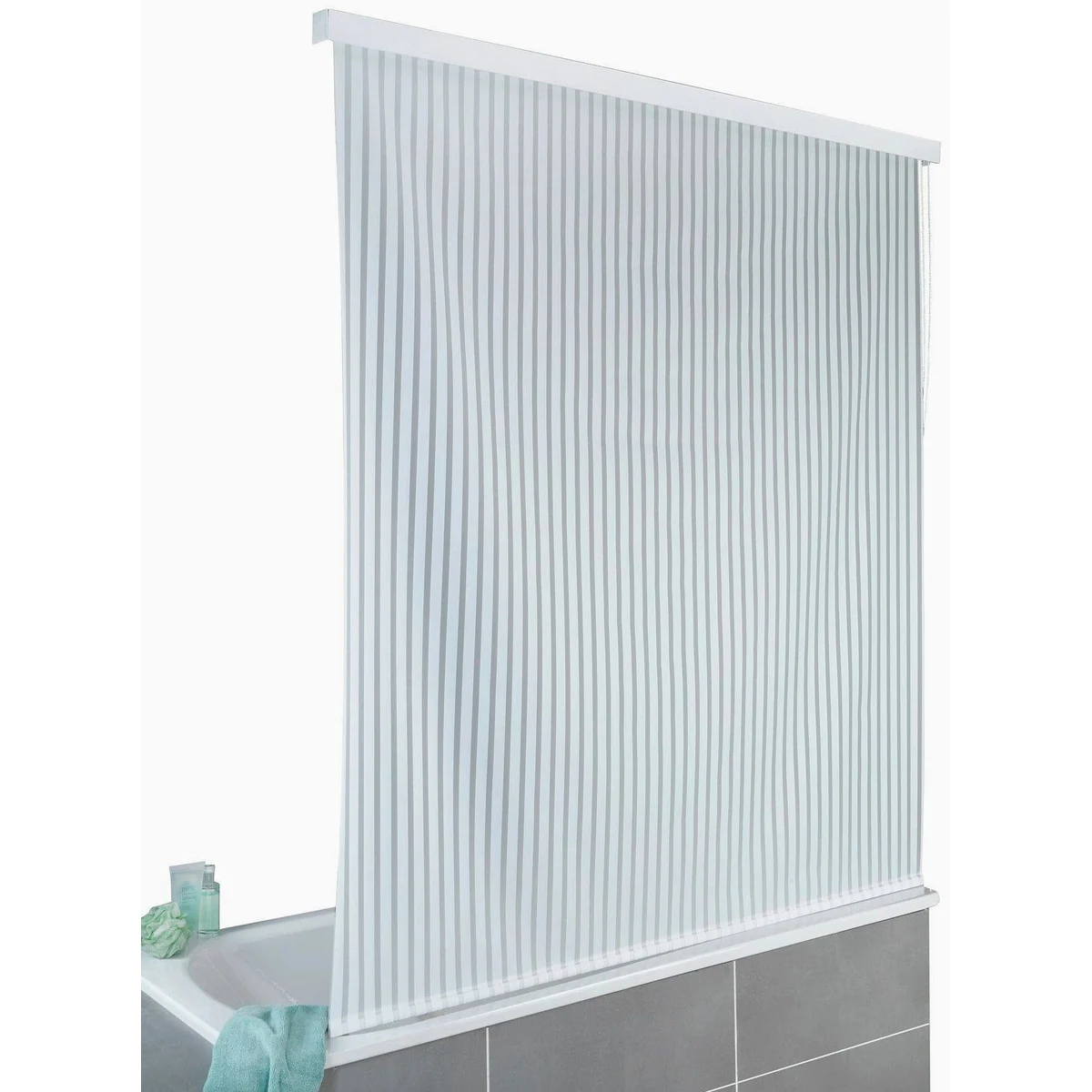 WENKO Duschrollo 128 cm, modernes Design, wasserdicht, platzsparend