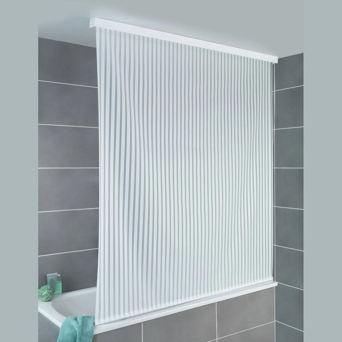 WENKO Duschrollo 128 cm, modernes Design, wasserdicht, platzsparend 5