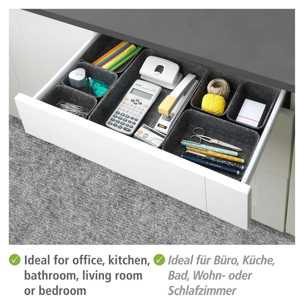 Wenko Organizer Set, 7-teilig, modulare Aufbewahrungsboxen für Schubladen 4