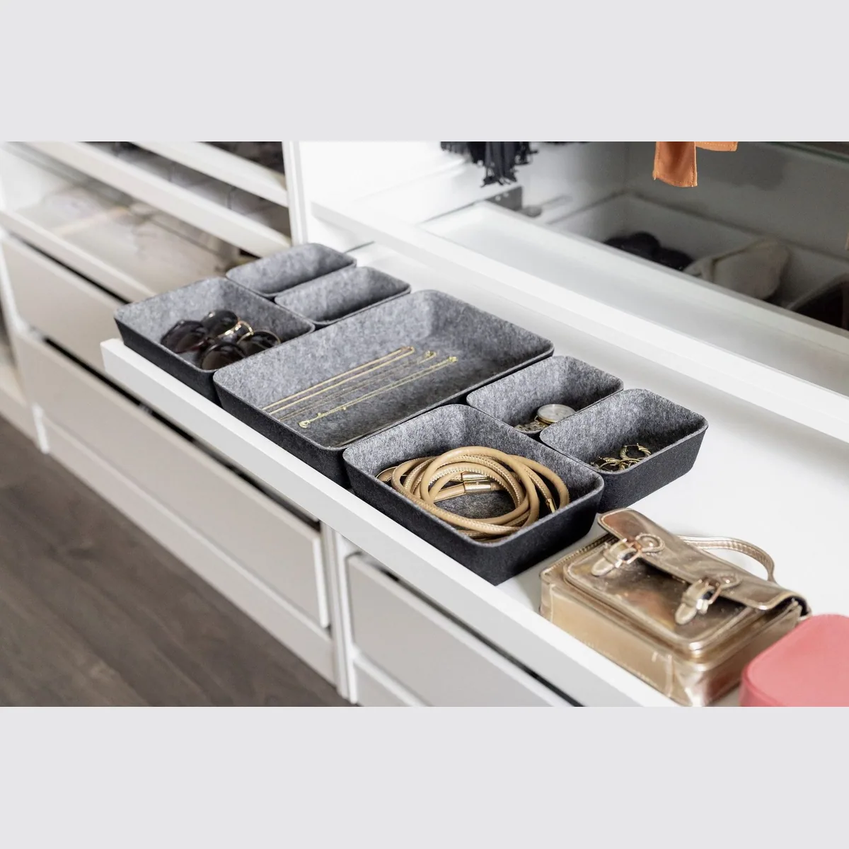 Wenko Organizer Set, 7-teilig, modulare Aufbewahrungsboxen für Schubladen 5