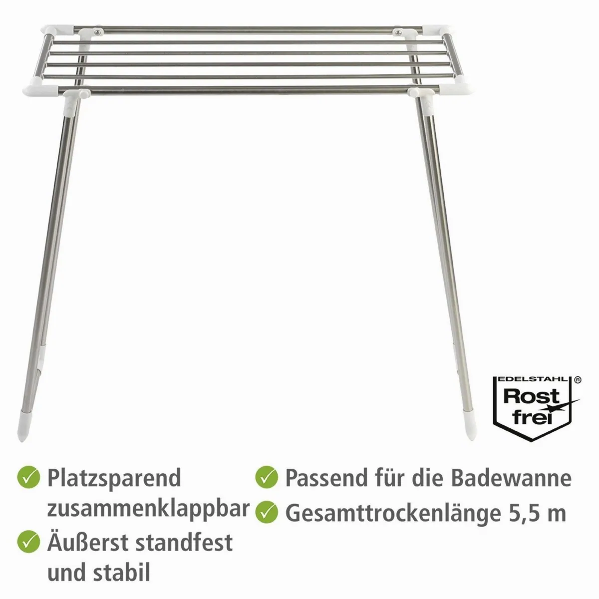 Wenko Wäscheständer Profi Single, 5,50 m Trockenlänge, platzsparend für Balkon & Badewanne 2