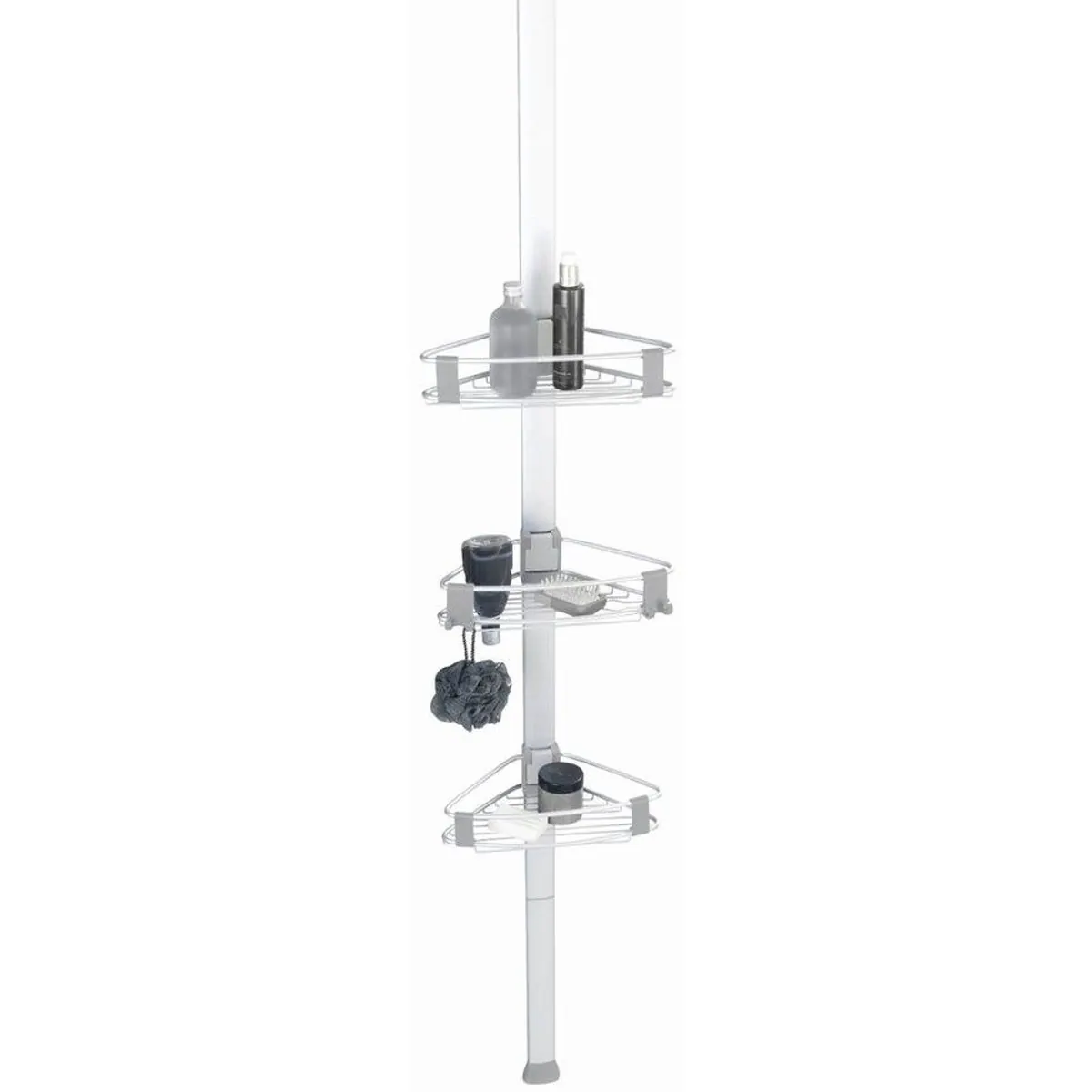 WENKO Teleskopregal Duschecke Purio, rostfreies Aluminium, 3 verstellbare Ablagen 3