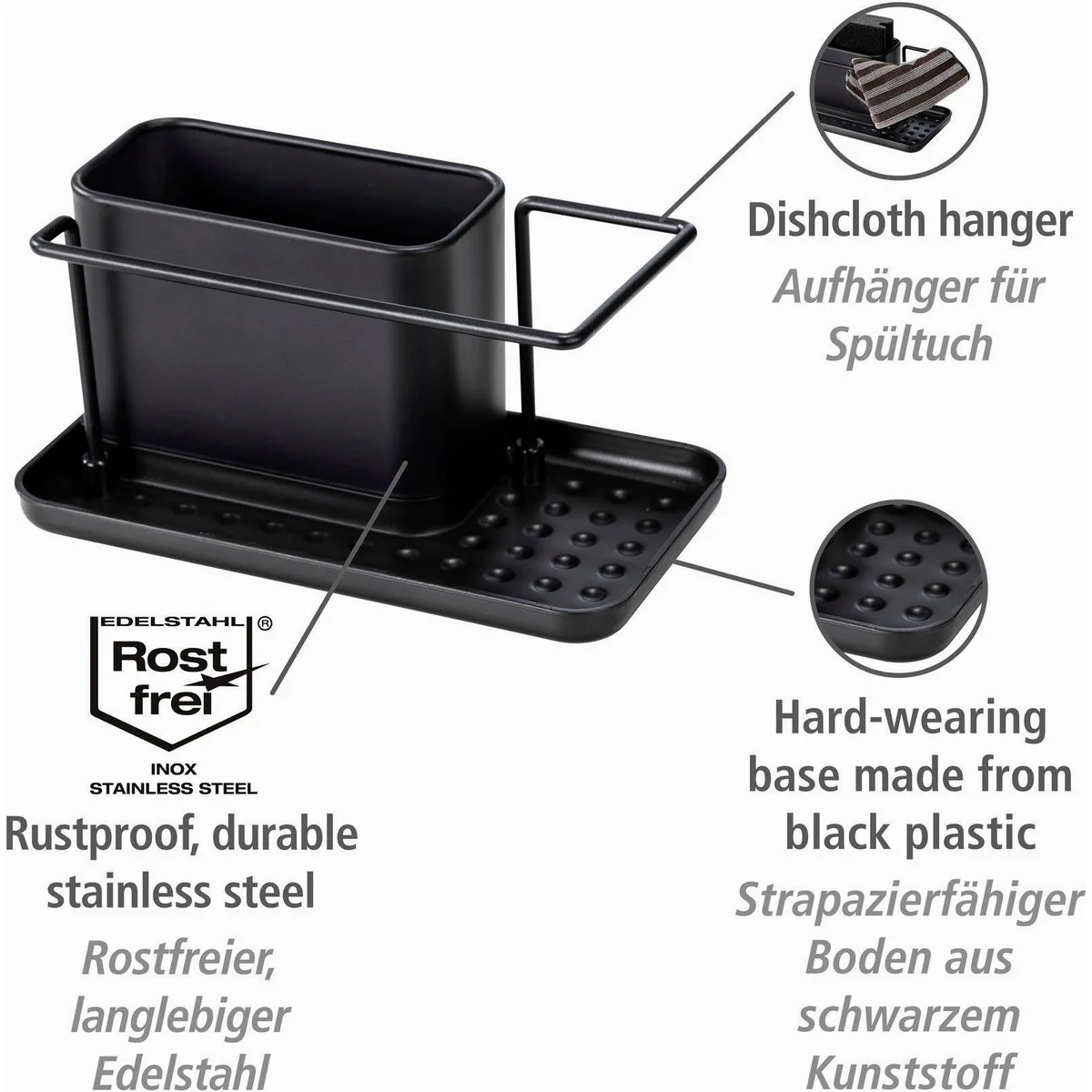 Wenko Zubehöraufbewahrungsständer Orio, rostfreier Edelstahl, ideal für Spülutensilien 4