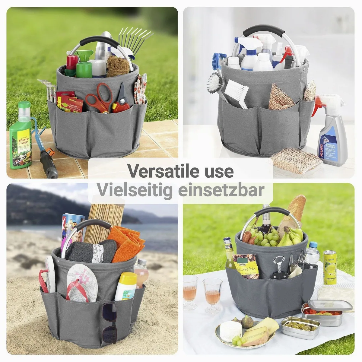 Wenko Universal-Caddy, 2-tlg. Set, platzsparend faltbar, 6 Außentaschen 3