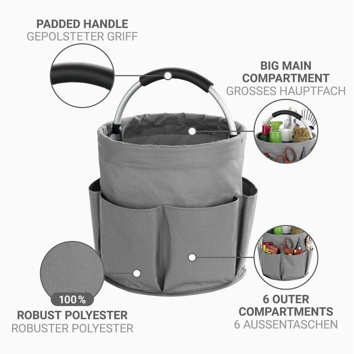 Wenko Universal-Caddy, 2-tlg. Set, platzsparend faltbar, 6 Außentaschen 5